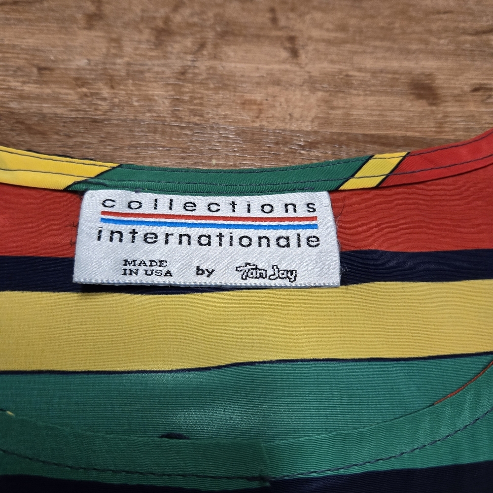 🇺🇸TanJay Collections Internationale Size 14 Vintage  Striped Blouse - Picture 3 of 6